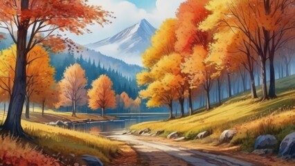 Obraz premium autumn landscape with trees