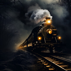steam train in the night