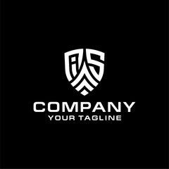 AS shield letter logo design template.