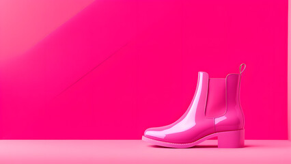 A pink boot is shown on a pink background