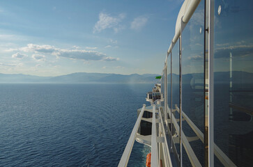 Modern cruiseship cruise ship ocean liner Grandiosa at sea
