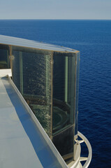 Glass enclosed whirlpool with ocean view onboard modern Italian cruiseship cruise ship ocean liner