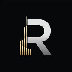 Letter R tower logo design,editable eps 10.