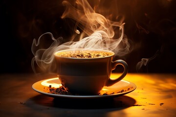 Fototapeta premium coffee cup, steaming coffee cup