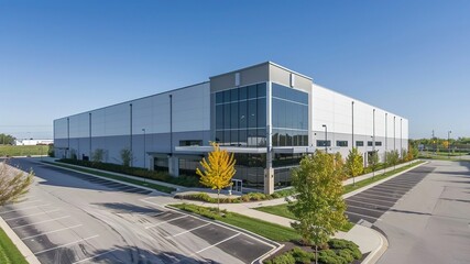 Obraz premium 3d modeling green clean susainable factory building design 