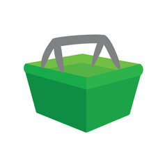 Green shopping basket icon in isometric Shopping bag icon in flat style isolated on white background illustration. Basic element design illustration
