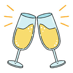 乾杯するシャンパングラス