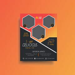 fast food flyer vector  design template.