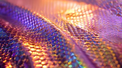 Snake skin textured background with warm holographic tones