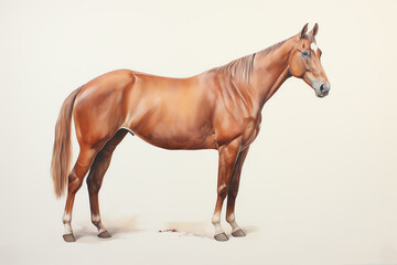 Realistic Illustration of a Chestnut Horse