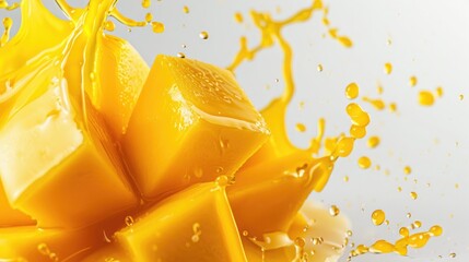 Mango juice splash isolated on transparent background. Generative Ai