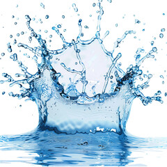 Blue water splash isolate white background.