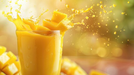 Mango juice splash isolated on transparent background. Generative Ai