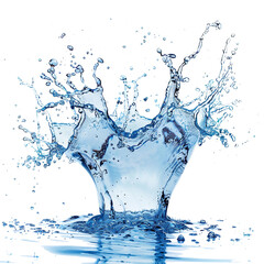 Blue water splash isolate white background.
