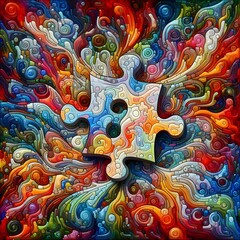 Fototapeta na wymiar Jubilant Jigsaw abstract colorful shapes fitting together like puzzle background