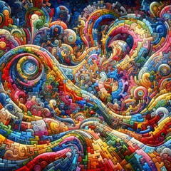Naklejka premium Jubilant Jigsaw abstract colorful shapes fitting together like puzzle background