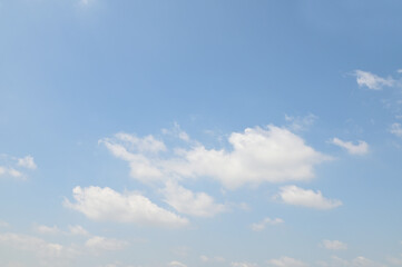 Bright Blue sky with white cloud. Beautiful sky background and wallpaper. Clear day and good weather in the morning.  