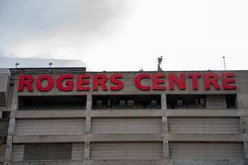 Fototapeta premium Rogers Center sign in Downtown Toronto. Toronto, Canada - April 29, 2024.