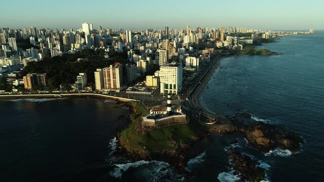 Aerial view of Farol da Barra - Salvador, Bahia, Brazil