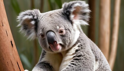 A Koala With Its Ears Twitching As It Listens For