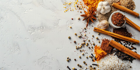 Spices on a light stone