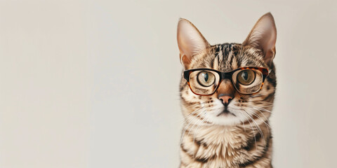 Portrait of a cat with glasses