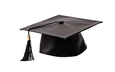 Classic black graduation cap with a gold tassel, representing academic achievement, isolated on transparent background. Generative AI