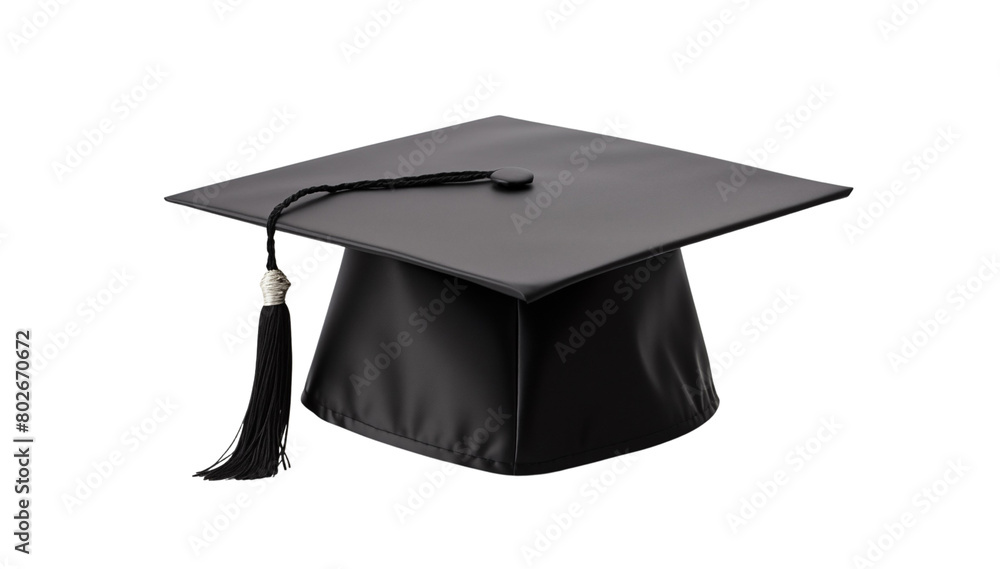 Wall mural Classic black graduation cap with a gold tassel, representing academic achievement, isolated on transparent background. Generative AI - Wall murals