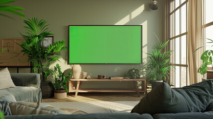 close up frontal photo of a screen display a green screen