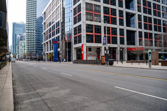 Canadian Broadcasting Centre (CBC) in Toronto. CBC is the broadcast headquarters for the Canadian Broadcasting Corporation's television and radio services. Toronto, Canada - April 29, 2024.