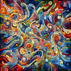 Jubilant Jigsaw abstract colorful shapes fitting together like puzzle background