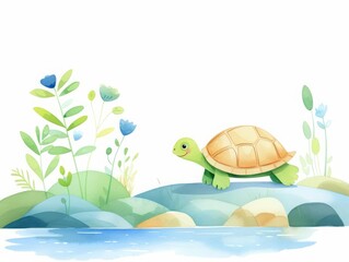 serene tortoise slowly exploring