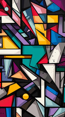 A striking abstract composition of geometric shapes and vibrant colors, reminiscent of a modern art masterpiece