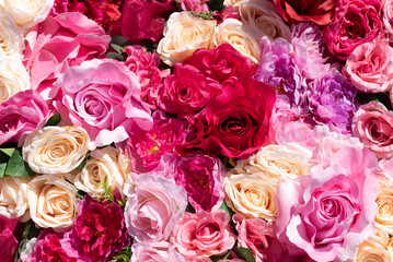 Background of realistic fabric Roses, Fabric roses texture background