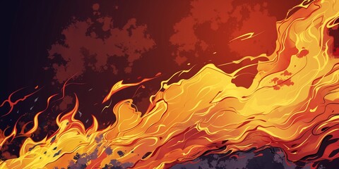 Fototapeta premium Illustration of a fantastic fire flames, smoke background. Abstract comic style.