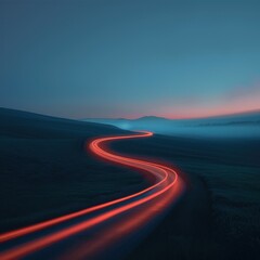 Minimalist depiction of a road with illuminated paths representing different rating journeys.
