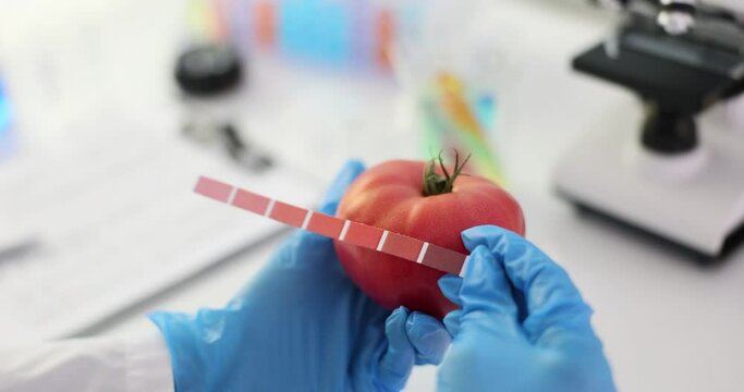 Using a colorimeter to measure the color of a tomato in lab