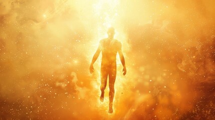 Naklejka premium A glowing aura emanates from a persons body symbolizing their boosted immunity..