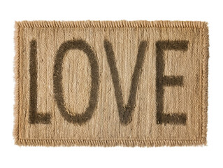 Handmade jute doormat with the word LOVE in the middle Perfect for home decor