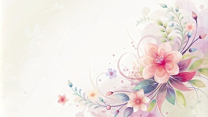 Digital painting of floral with empty area for text.