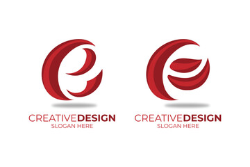 Flat design e logo set Logo design letter E, suitable for company, community, personal logos, brand logos