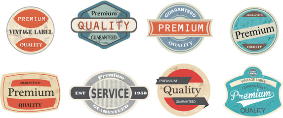 set of badges and labels quality, premium, service