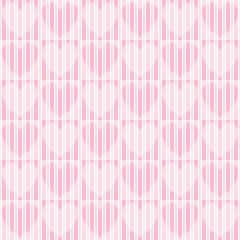 Pink stripes with heart shapes seamless pattern. Modern abstract background design for wallpaper, fabric, wrapping paper.