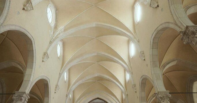 Ceiling Of Main Nave Of Tempio Ossario In Bassano del Grappa, Veneto, Italy. low angle shot