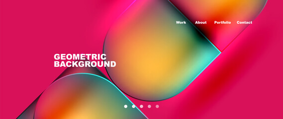 A geometric background with colorful circles on a magenta backdrop. Featuring electric blue tints and shades, this techinspired pattern is a vibrant fusion of art, graphics, and font