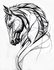 A Painting of a Profiled Power: Ink Splendor Captures Equine Majesty