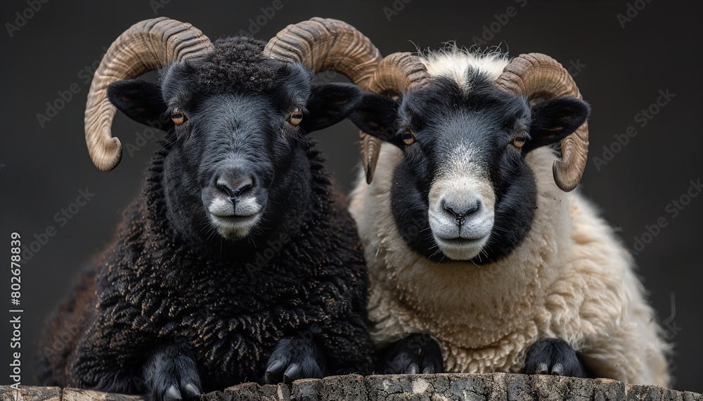 Wall mural black and white sheep