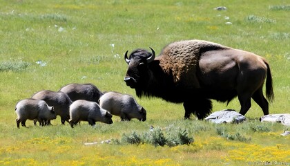 a-buffalo-with-a-group-of-marmots-upscaled_5