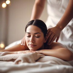 woman in spa getting massage
