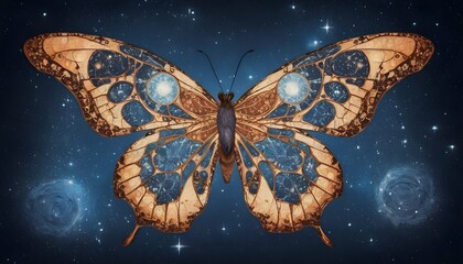 a butterfly with wings patterned like a celestial upscaled 11
